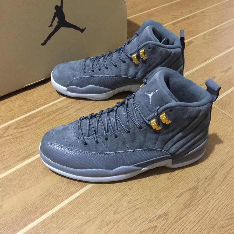 Authentic Air Jordan 12 Grey Suede